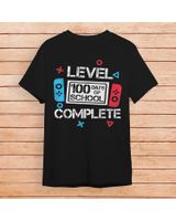 Boys 100 Days Of School For Gamer Kids Level Completed Shirt Unisex Standard T-Shirt black s