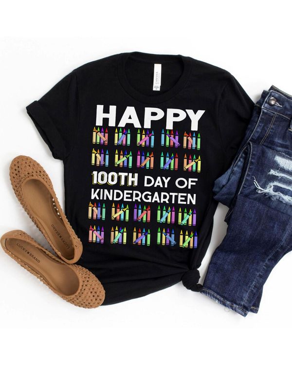 100 Days Of Kindergarten Happy 100th Day Of School Teachers Shirt
