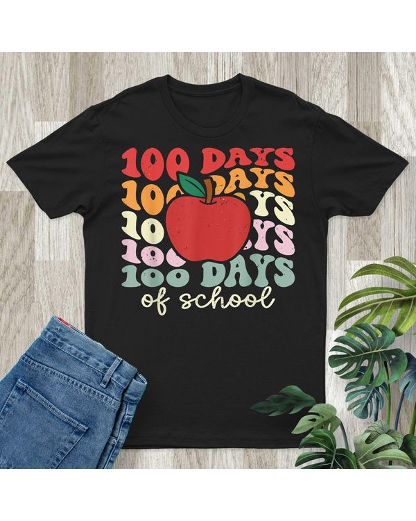 Retro 100 Days of School Groovy Teacher 100th Day of School Shirt